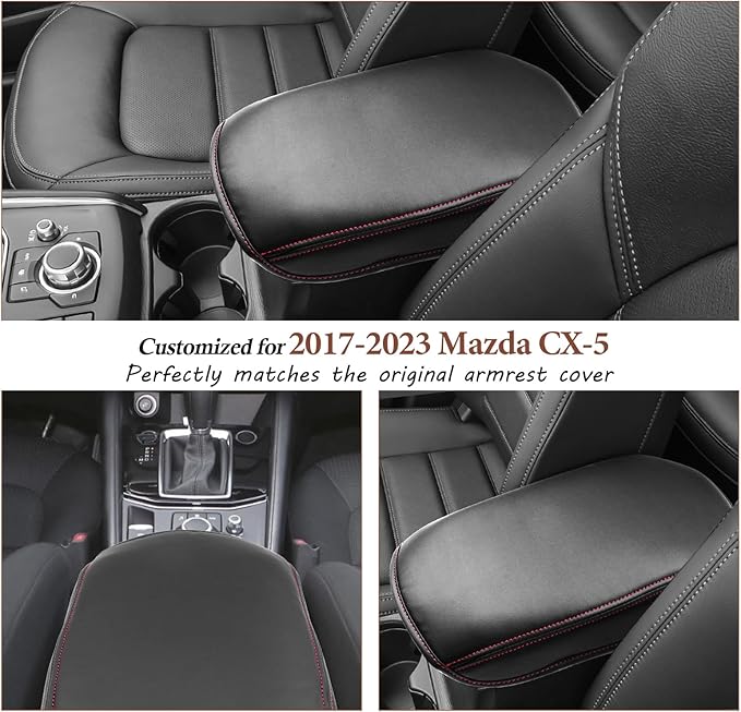 SKTU for 2017-2024 2025 Mazd a CX-5 Center Console Cover 2025 CX5 Central Console Armrest Pad 2024 2025 C-X5 Seat Box Cover 2025 CX5 Center Console Soft Cushion (Red)
