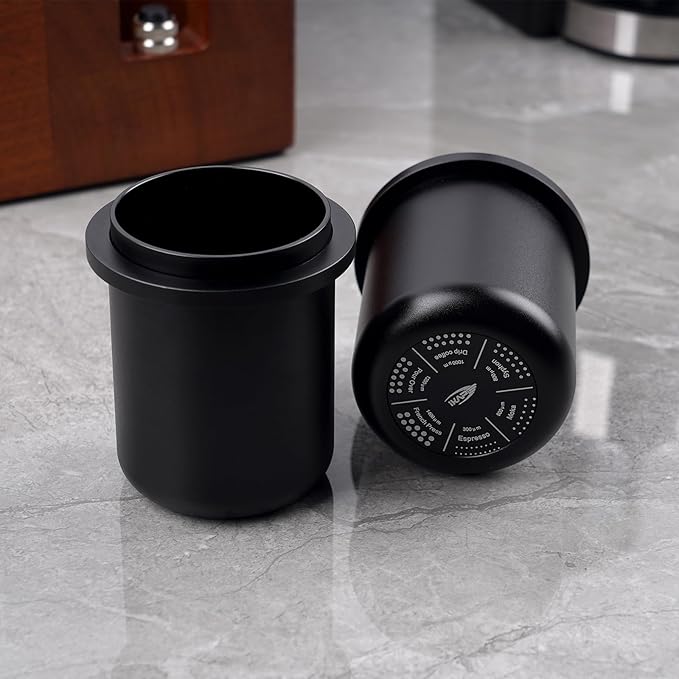 IKAPE 51MM, 54MM Espresso Dosing Cup, Compatible with All the 51MM to 54MM Portafilters, Espresso Coffee Accessory, Made of Aluminum (Black)