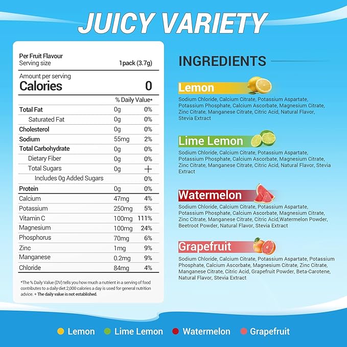 Electrolytes Powder Packets - Sugar Free Electrolyte Powder Drink Mix - 30 Sticks Daily Rapid Hydration Packets for Sports & Dehydration - Variety Pack of Summer Flavors, Keto Friendly, Vegan, Non-GMO