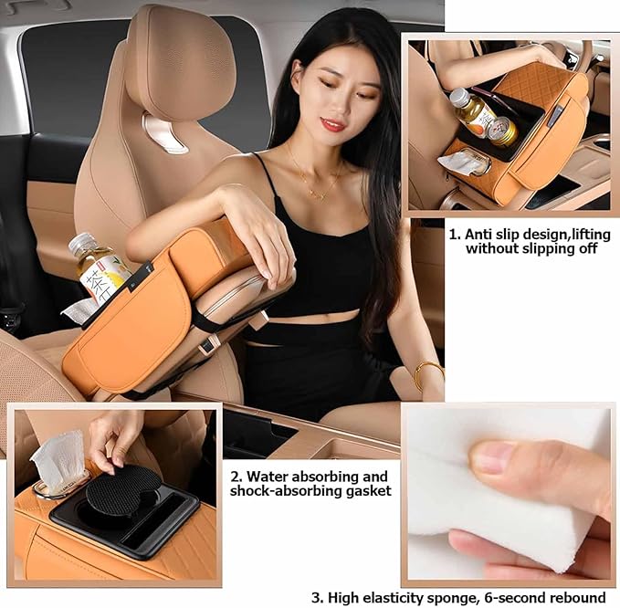 Car Armrest Cushion for Benz SLK 1998-2006,5-in-1 Center Console Cover Gel Center Console Pad with Memory Foam, Non-Slip Comfort Elbow Rest for Long Drive,34 * 17.5 * 7Gray