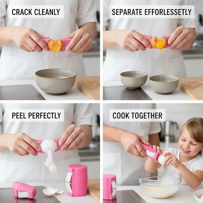 BOSREROY 3pcs Stainless Steel Egg Opener, Eggs Smell Opener Egg Cracker Tool Suitable For Hard Boiled Eggs Great For Home Kitchens
