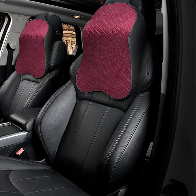 Car Headrest and Lumbar Support Pillow for Honda Civic 2012-2026 Seat Back Cushion Neck Pillow Driving Support Cushion Interior Accessories,1 headrest-Red Style