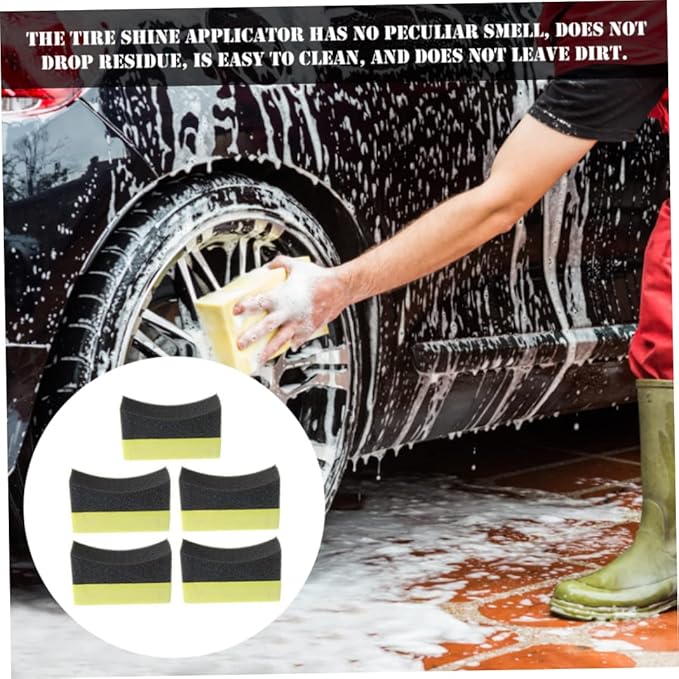 Dura Dressing Tyre Meguiars Tyre Gel Tire Dressing Applicator Automotive Car Detailing Sponge Washer Curved Foam Cleaning Tool 5pcs