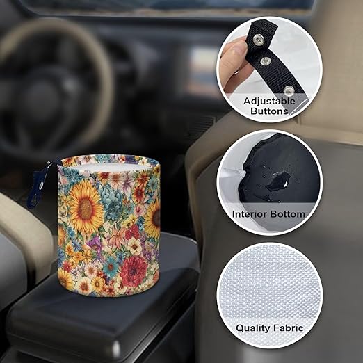 Car Front Seat Can Leak Proof Front Seat Back Seat Garbage Container Bag Kitchen Rubbish Bin Fashion Vehicle Organization Bin, Mushroom Star