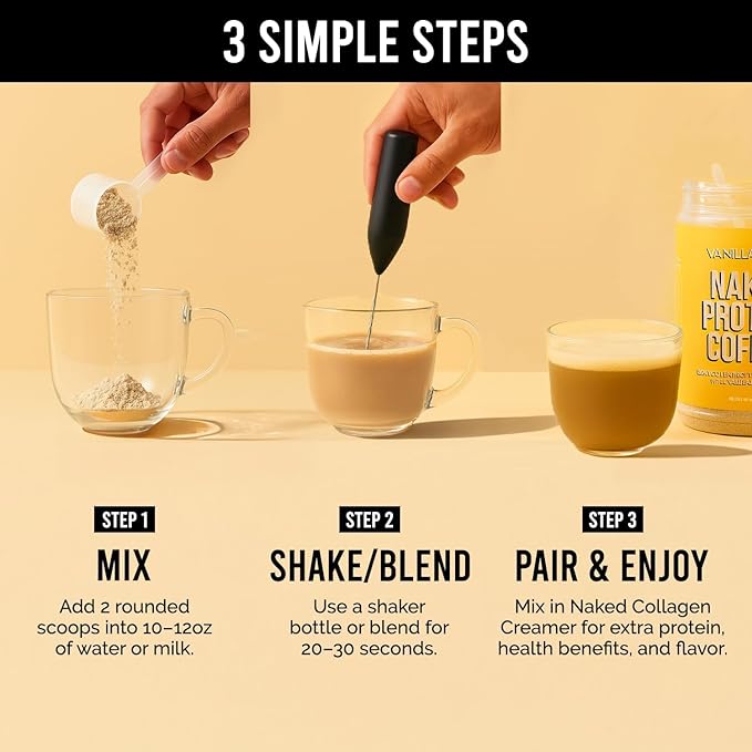 NAKED Vanilla Latte Protein Coffee - Premium Colombian Iced Coffee Protein Shake Drink, Delicious Keto Friendly and Gluten Free, 17 Servings