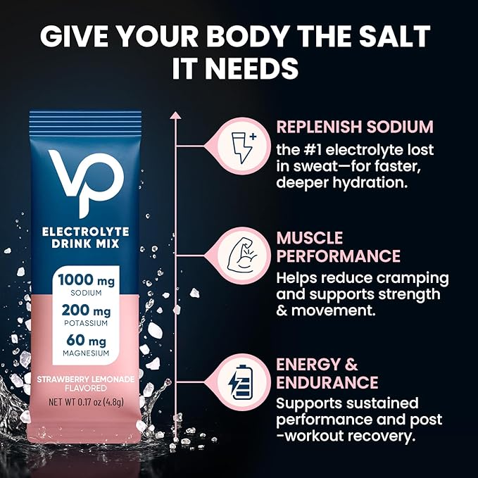 Venture Pal High Sodium Sugar Free Electrolytes Powder Packet, Zero Calories Hydration Packets with Vitamin, Sodium, Potassium & Magnesium, Electrolyte Drink Mix, Vegan, Keto Friendly, 30 Count