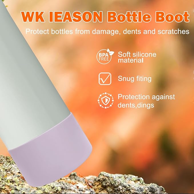 WK IEASON 2Pcs Silicone Boot for Owala Water Bottle, Protective Flask Bottom Cover Base for Owala FreeSip Twist and Flip Flask Water Bottle Accessories-3.35inch Bottom Diameter