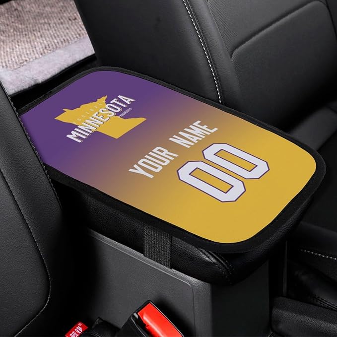 Custom Football Car Armrest Covers Universal Auto Center Console Pad Car handrail Box Cushion Personalized Add Name & Number Fans Gift Fit Suit for SUV Truck Sedan Van