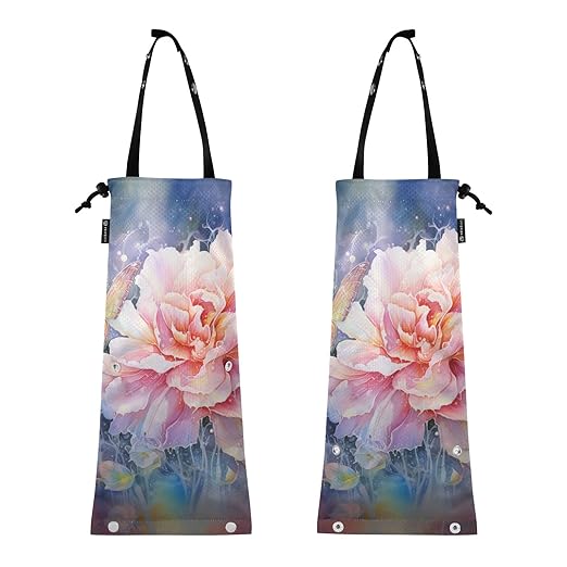 ALAZA Hanging Car Trash Bags Garbage Bag Trash Can for Back Seat Small Peony Pink Washable Storage Bag Retractable 2 Pack