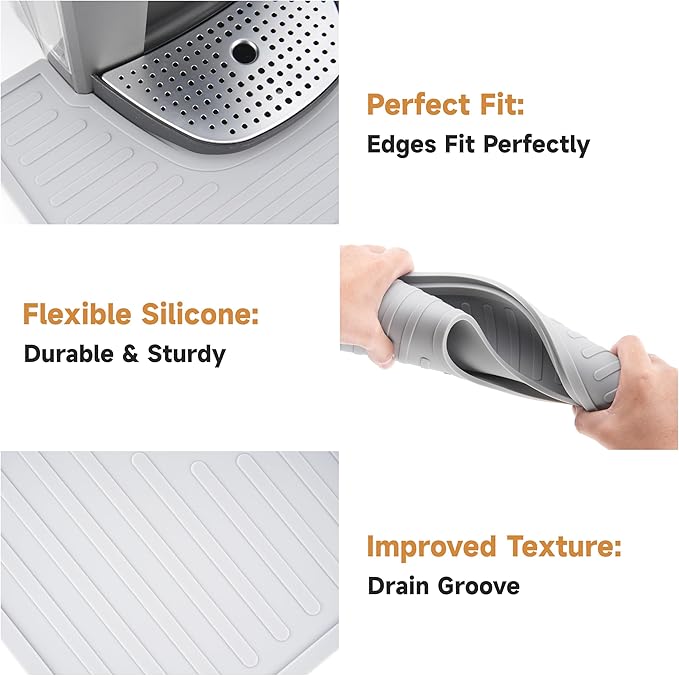 Silicone Coffee Mat for Keurig K-Elite Coffee Maker, Coffee Bar Mat for Countertop, Espresso Machine Accessories, Splash-proof, Easy to Move, Dishwasher Safe
