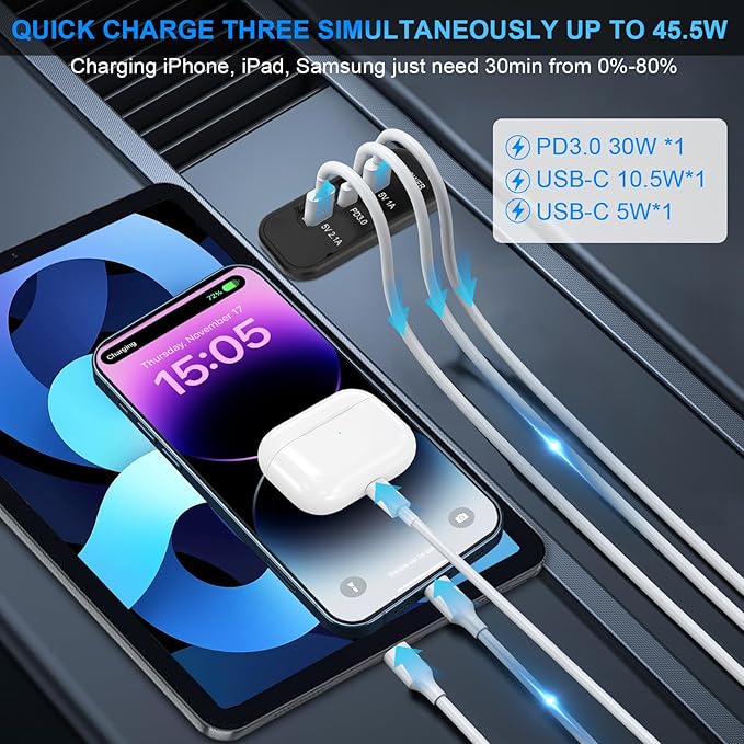 2PCS 3 Ports 12V RV USB Outlet 45.5W, Gibbab PD3.0 Type-C Quick Charge & Dual USB A Port 3.1A Panel Wall Mount, Automotive Car Socket Charger Adapter for RV Marine Boat Bus ATV Motorcycle Truck
