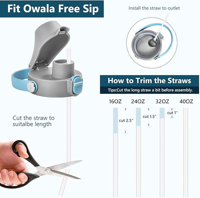 2 IN 1 Replacement Lid for Owala Water Bottle, Compatible with Owala Cup 16oz 24oz 32oz 40oz, One Button Water Bottle Top Lid Replacement Accessory and Straws, Leakproof, BPA-Free, Twilight Blue