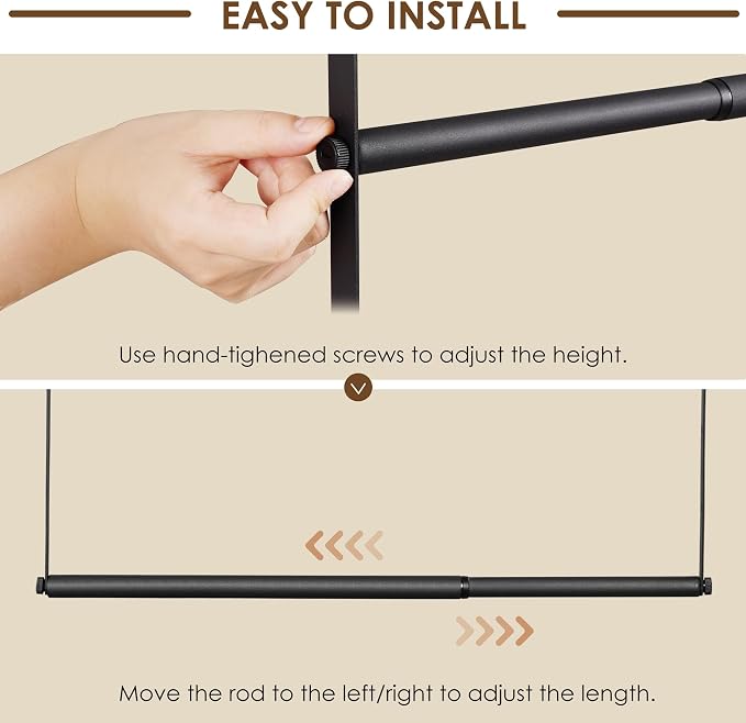 Closet Rod Extenders - Black Adjustable Closet Hanging Rod, Width & Height Expandable Clothes Rod, Space-Saving Closet Organizer for Hanging Clothes, Easy Installation, 2 Packs