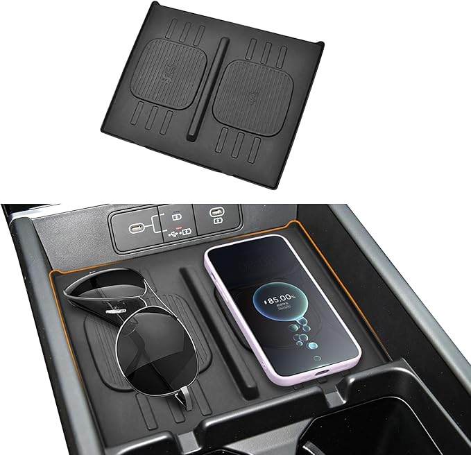 Wireless Charger Mat Center Console Non-Slip Fit Hyundai Santa Fe 2024 2025 2026 Car Accessories Wireless Charging Protective Pad Phone Charge Area Protection Heat Insulating Silicone Material