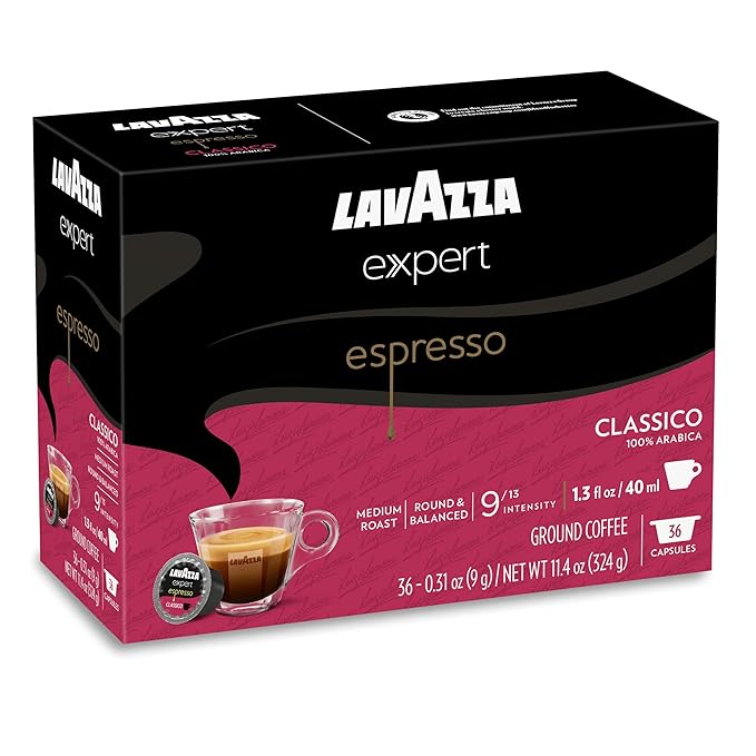 Lavazza Expert Espresso Classico Capsules, Medium Roast, 100% Arabica, Compatible with Own Classy Machines (36 Capsules)