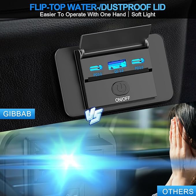 3 Ports 12V RV USB Outlet 90W, Dual PD3.0 Type-C Quick Charge 72W & USB QC3.0 18W Panel Wall Mount, Automotive Car Socket Charger Adapter for RV Marine Boat Bus ATV Motorcycle Truck