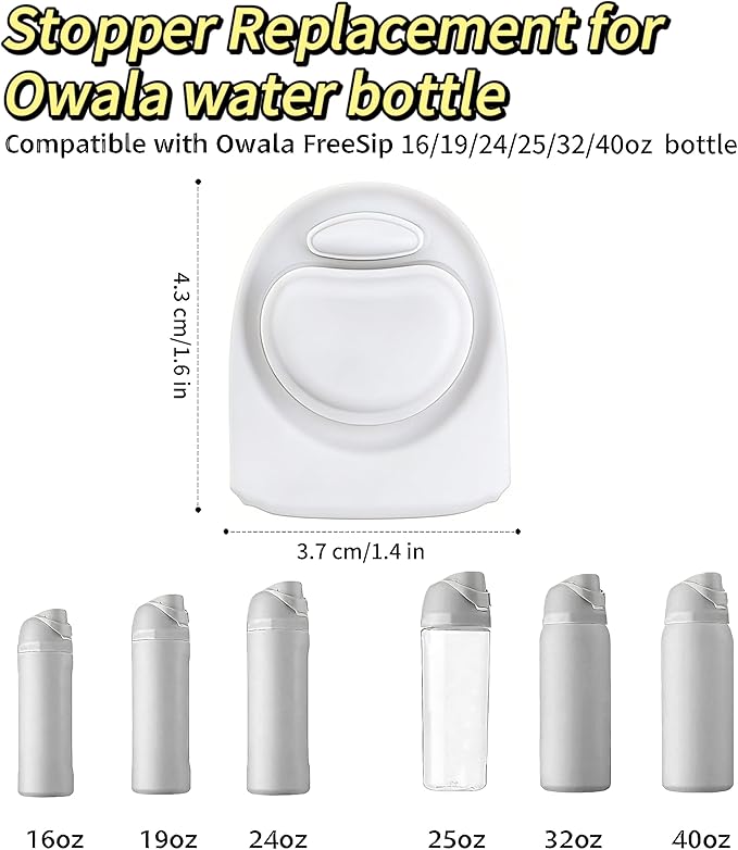 Joshey 4 Pack Rubber Seal Replacement Stopper, Compatible with Owala Freesip 24 oz 32 oz Bottle Spout Lid-Silicone Gasket Replacement Parts (White)