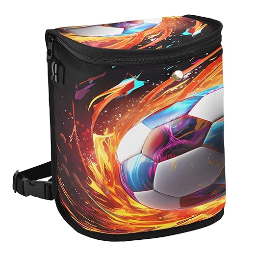 MNSRUU Car Trash Can with Lid, Football Ball Car Trash Bag Hanging Organizers and Storage for Front Back Seat, Leak-Proof Trash Bin
