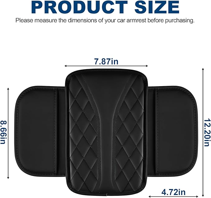 Car Center Console Cover Fit for Volkswagen CC Waterproof Console Cover with 2 Storage Bags Leather Armrest Cover Scratch & Wear Resistant(Redline)