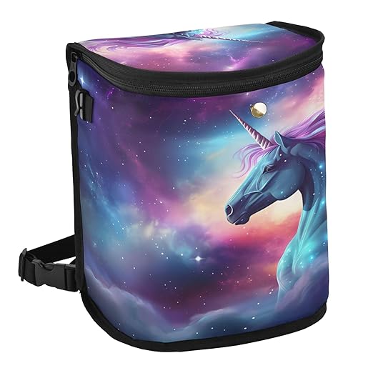 MNSRUU Car Trash Can with Lid, Unicorn Starry Sky Car Trash Bag Hanging Organizers and Storage for Front Back Seat, Leak-Proof Trash Bin