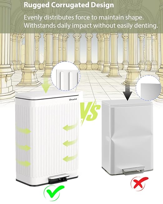 Lovewind Kitchen Trash Can, 18.5 Gallon / 70L Large Kitchen Garbage Can with Soft Close Lid – Pet Resistant, Removable Inner Bucket, Stainless Steel Trash Bin Perfect for Big Families, White