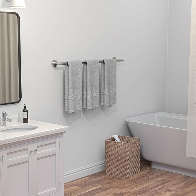 USHOWER Polished Chrome Bath Towel Bar, 30-Inch Towel Rack for Bathroom Wall-Mounted, Thicken SUS304 Stainless Steel Towel Rod (Total Length 32-Inch)