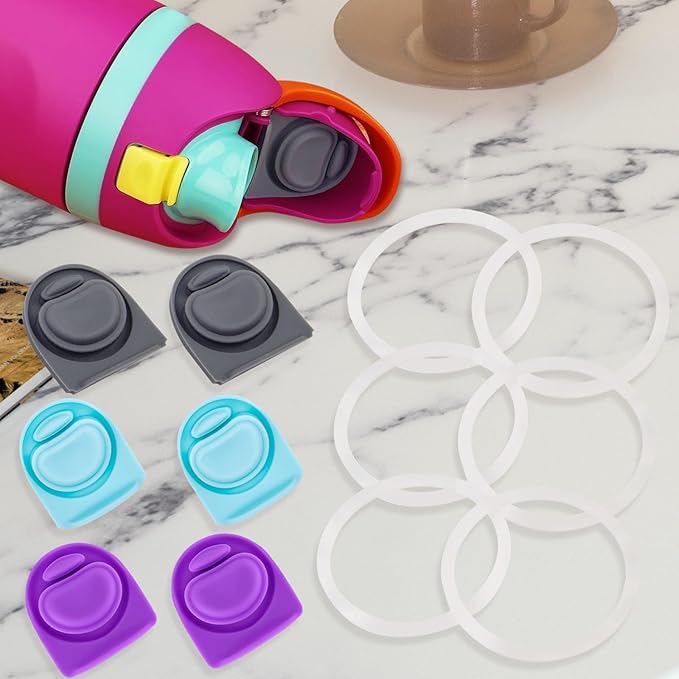 6 Sets Replacement Stopper and O Ring Gasket Compatible with Owala FreeSip 24oz 32oz,Water Bottle Lid Insert Cap Rubber Seal Parts for Owala 16/19/24/32/40oz Mouthpiece Accessories Z6S5