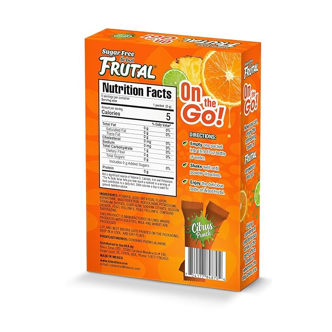 Frutal On-The-Go! | Powdered Drink Mix Citrus Punch Flavored - Sugar Free! – (30 Count of Stick Packs)