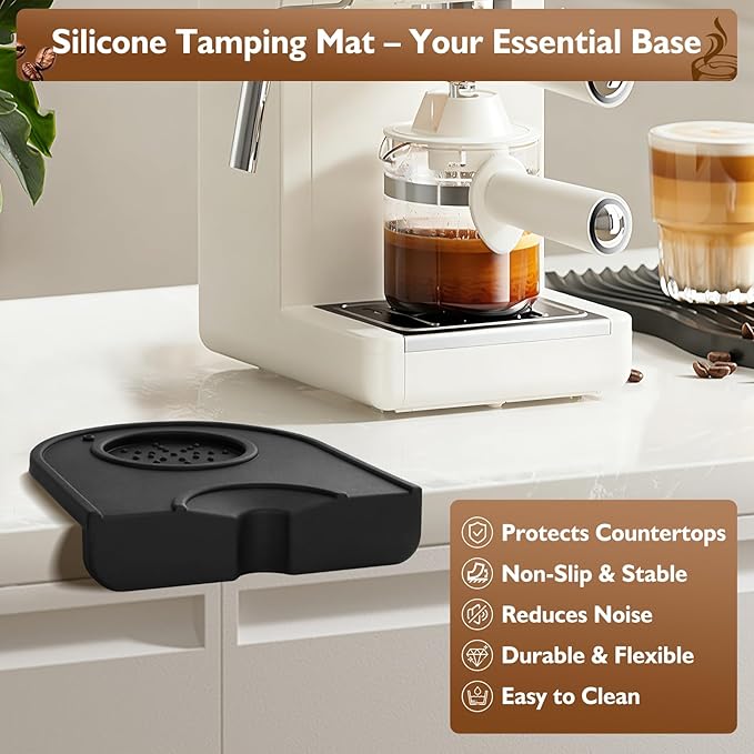 51mm Espresso Accessories Kit - Includes Spring-Loaded Espresso Tamper, WDT Tool with Magnetic Stand, Dosing Funnel & Tamping Mat | Professional Espresso Tool for Home Baristas