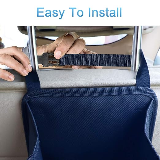 Car Organizer Back Seat,Hanging Premium Car Seat Organizer,Waterproof Odorless Fabric Mini Trash Bag (Black 9X7.8 in)