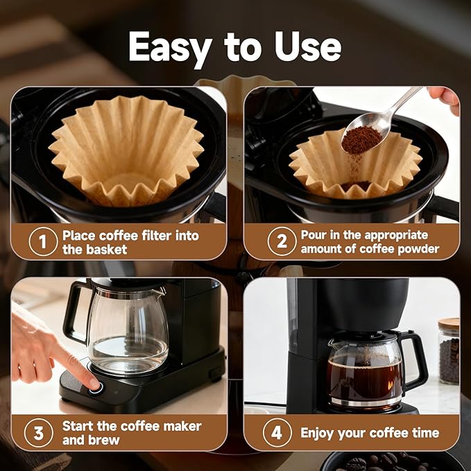 200 Count 5 Cup Coffee Maker Filters Compatible with Mr Coffee – Natural Unbleached Paper Coffee Filters, Disposable Coffee Filters for Mini Brew 5-Cup Brewers (200)