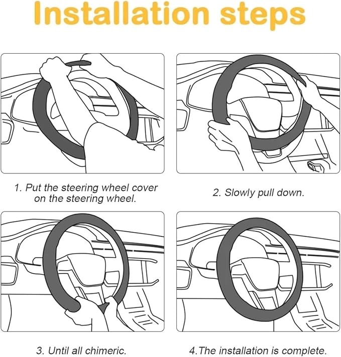 15 Inch Bling Rhinestone Steering Wheel Cover, Soft Leather Elastic Steering Wheel Protector Slip-on Grip Wrap for Women