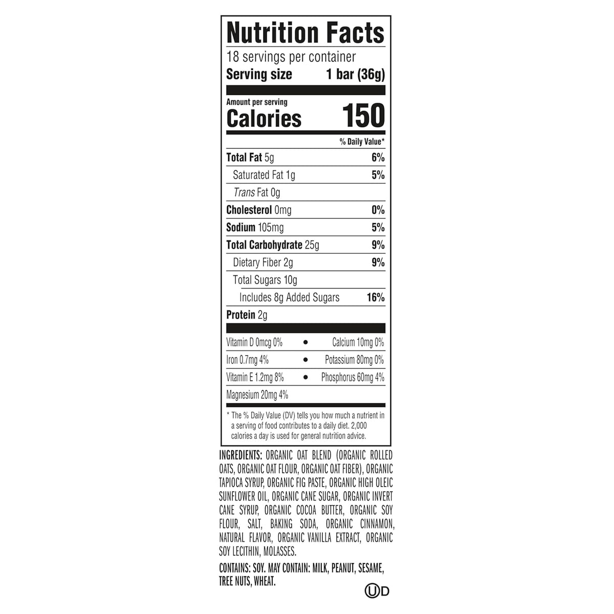 Zbar - Iced Oatmeal Cookie - Soft-Baked Energy Snack Bars - Non-GMO - 12g Whole Grains - USDA Organic Granola Bars - Snacks for Kids (18 Pack)