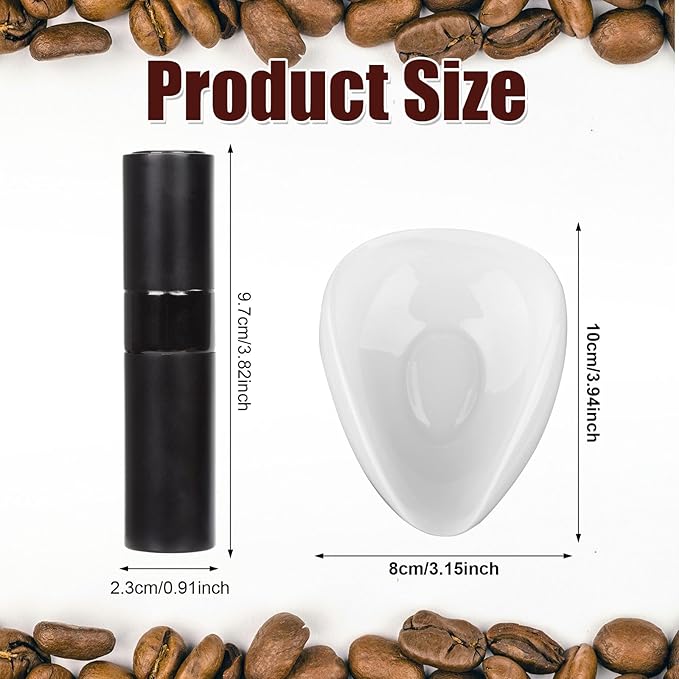 2pcs Coffee Dosing Cup with Spray Bottle, Ceramic Coffee Bean Dosing Tray & Spritzer for Tea Espresso Vessel Accessories Kit Gift for Coffee Lovers (Up to 35g Coffee Bean)