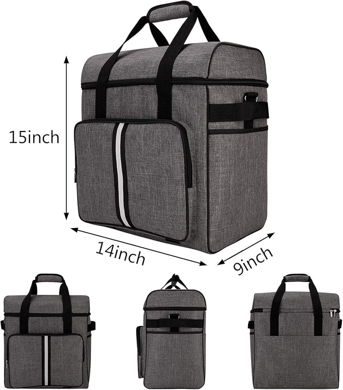 BAGLHER Heavy Duty Kitchen Mixer Cover for 4.5-5 Quart Stand Mixers, 2-in-1 Shoulder & Hand Carrying Case with Accessory Pockets (14”x9”x15”, Grey)