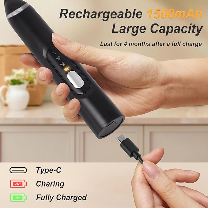Handheld Milk Frother Wand for Coffee，Rechargeable Drink Mixer, 30dB Ultra Quiet with 3 Adjustable Speeds & 3 Whisks For Cappuccino, Hot Chocolate, Egg，Protein powder