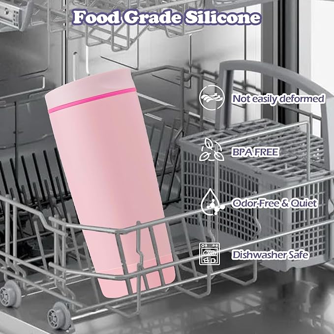 2pcs Silicone Boot for Owala SmoothSip Slider Coffee Tumbler 20oz 12oz, Anti-Slip Sleeve for Travel Coffee Mug, Protective Accessories for Owala BPA Free (Blush Pink)