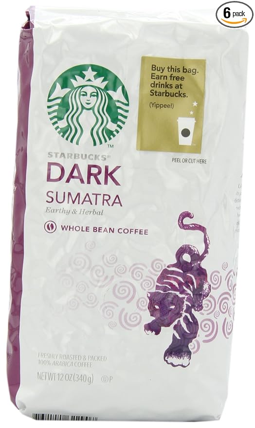 Starbucks Sumatra Whole Bean Coffee, 12 Ounce (Pack of 6)