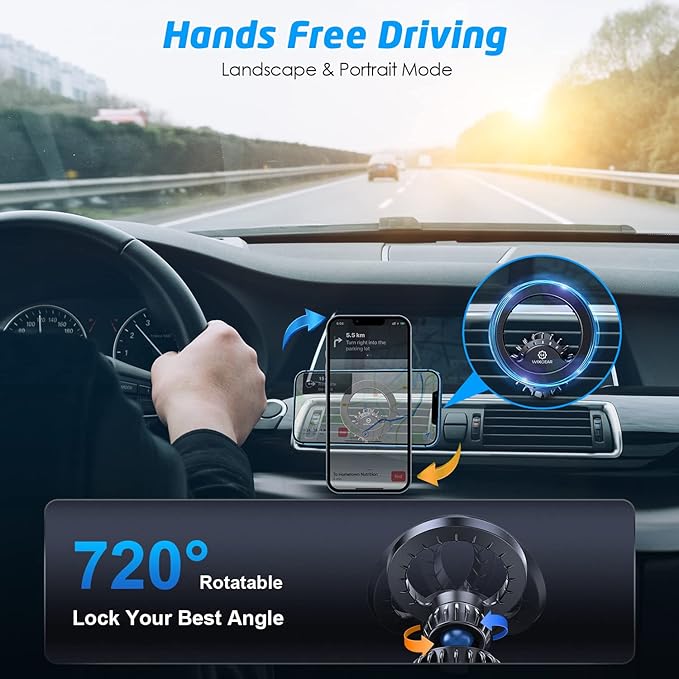 WixGear Compatible for MagSafe Car Mount [20 Strong Magnets] Magnetic Phone Holder for Car Hands Free iPhone Car Holder Mount Fit for iPhone 14 13 12 Pro Plus