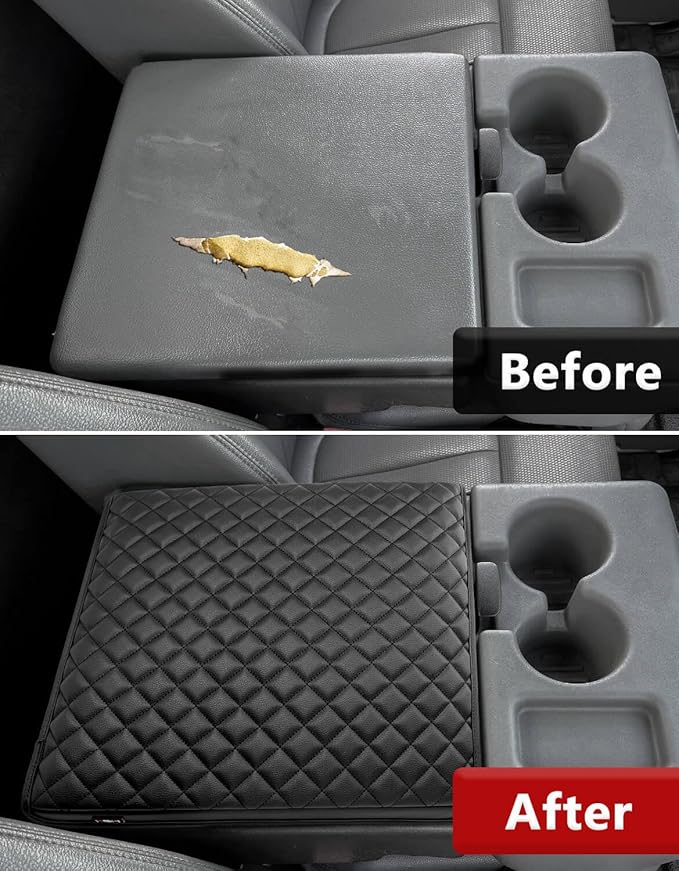 Center Console Armrest Cover for Ford F250 F350 2011 2012 2013 2014 2015 2016, Super Duty Accessories, Middle Console Protector, Arm Rest Box Pad, Vinyl Leather, Black (Fits Jump Seat Console Only)