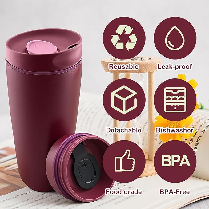 Replacement Slider Lid for Owala SmoothSip 20oz & 12oz, Top Cover Compatible with Owala 24oz Coffee Tumbler, Coffee Travel Mugs Leakproof Accessories, BPA-Free (Black Cherry)