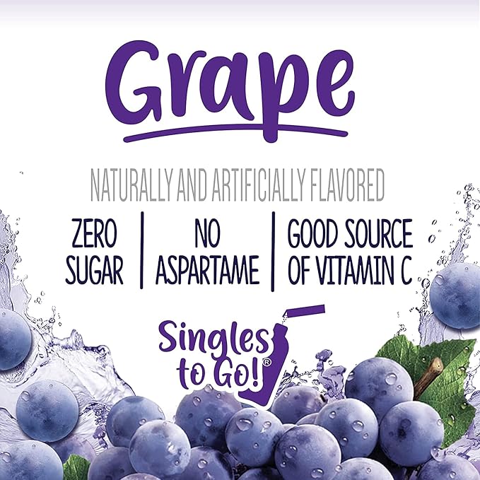 Welch's Singles To Go Drink Mix Grape, 6 Boxes with 6 Packets Each- 36 Total Servings