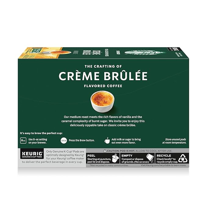Starbucks K-Cup Coffee Pods, Flavored Hot or Iced Coffee, Crème Brûlée, 10 Keurig Pods