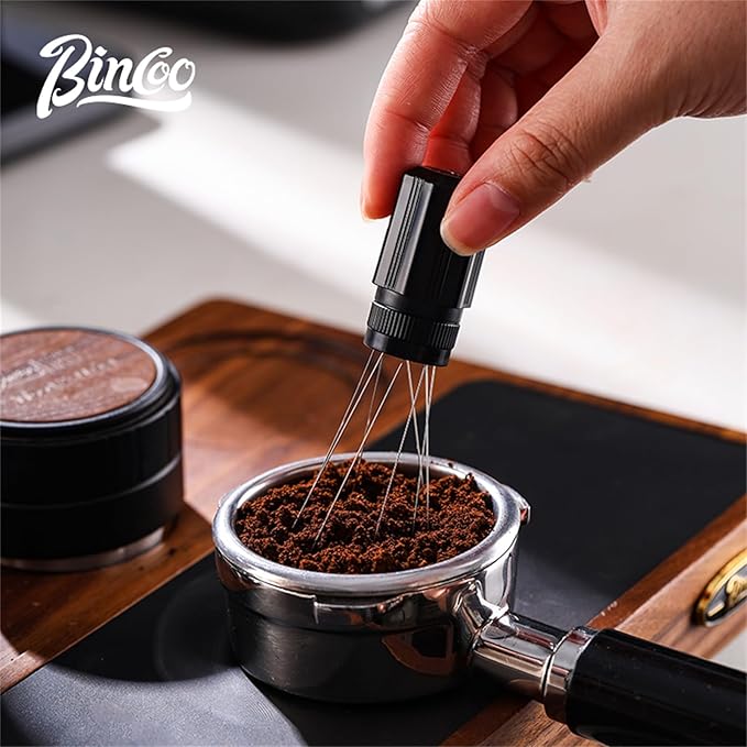 Bincoo Espresso Stirrer-Coffee Distribution Tool with 8 SUS304 Needles,Adjustable Needle WDT Tool with ABS Body,Espresso Distribution Tool (Black)