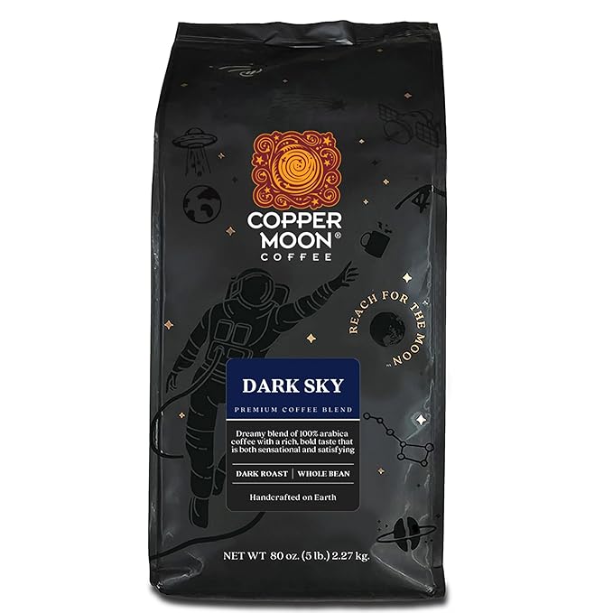 Copper Moon Dark Sky Blend, Dark Roast Coffee, Whole Bean, 5 Lb