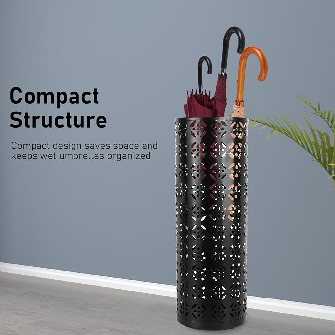 Round Umbrella Organizer Bin, Freestanding Metal Umbrella Holder Umbrella Stand Rack for Entryway, Canes Walking Sticks Holder Rain Collection for Home, Office (M 100x70cm / 39.37x27.56in)