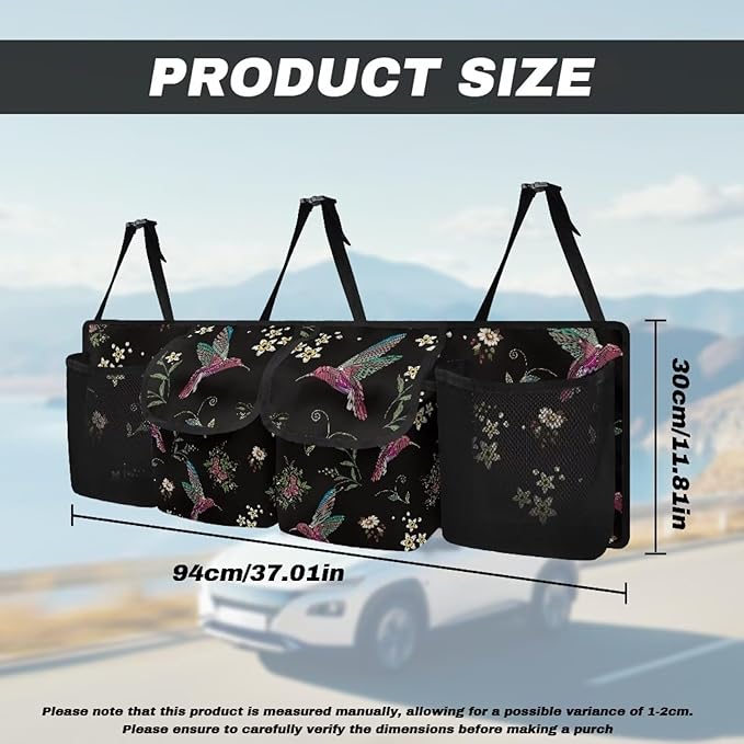 Hummingbird Trunk Organizer Car Women Floral Flowers Foldable Backseat Hanging Organizer,Sturdy Space Saving Expert