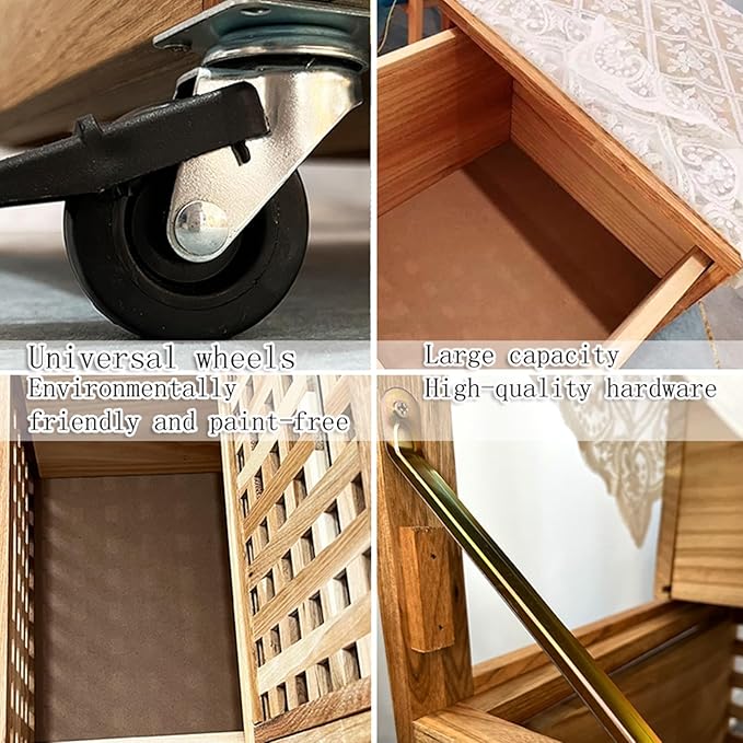 Movable End Table Side Table Coffee Station Table, Coffee Bar Stand Cart with Storage,Coffee Table on Wheels,for Home Kitchen, Entryway, Living Room,Dining Room(41x41x90cm,3 Tier)