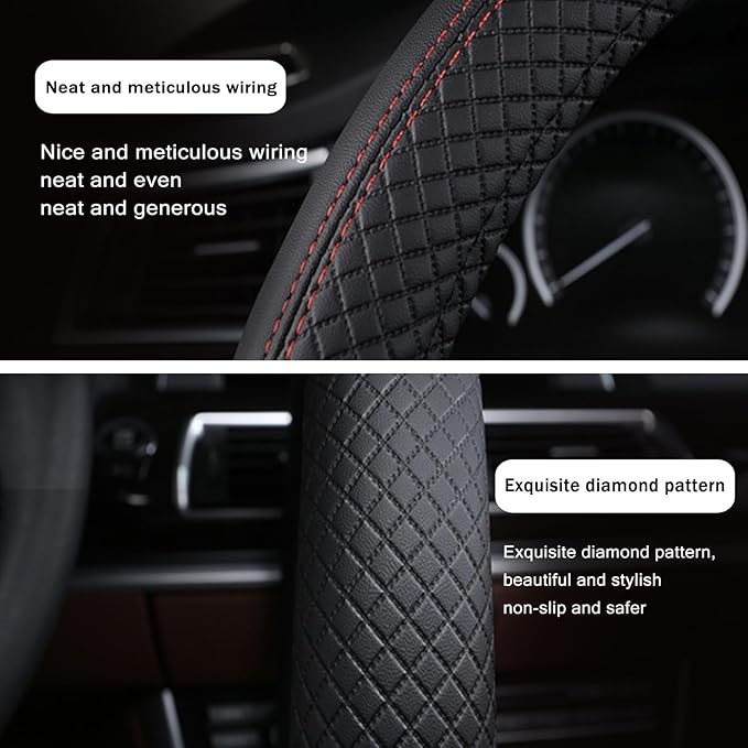 Steering Wheel Cover for Kia Soul 2020-2025, Leather Easy Installation Car Interior Accessories Breathable Auto Protector Non Slip Grip,Orange