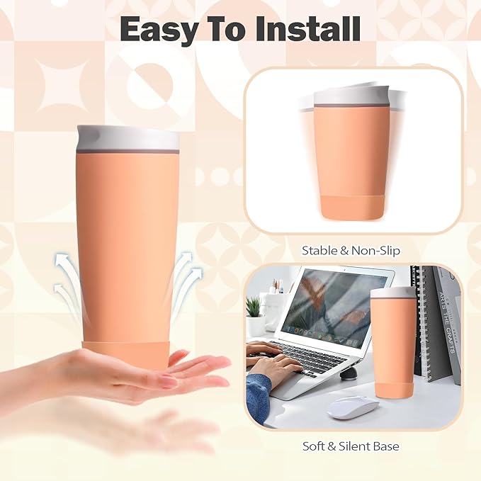 2pcs Silicone Boot for Owala SmoothSip Slider Coffee Tumbler 20oz 12oz, Anti-Slip Sleeve for Travel Coffee Mug, Protective Accessories for Owala BPA Free (Nectarine Orange)